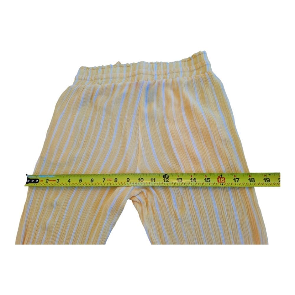 Soft Crinkly Beach Pants Butter Yellow Stretchy Pull On Drawstring Flowy size M - Picture 11 of 12